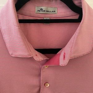 Size L Peter Millar Pink stripe golf polo